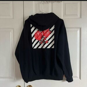 Artist Union - Black Hoodie with Red Rose Design